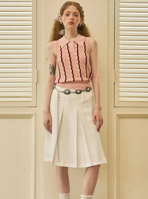 Polka Dot Pleated Skirt