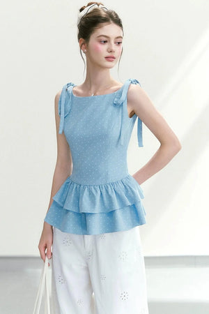 Polka Dot Ruffle Camisole Top