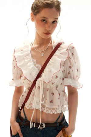 Polka Dot Ruffled Top