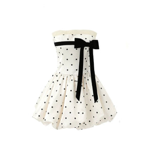 Polka Dot Satin Puff Dress
