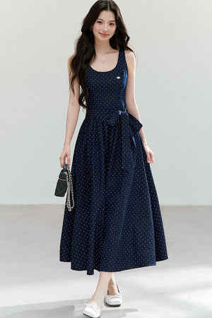 Polka Dot Sleeveless Maxi Dress