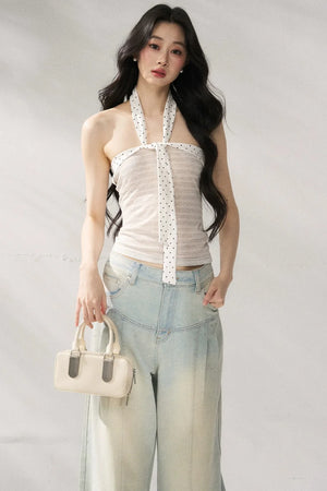 Polka Dot Striped Halter Top Set-Up