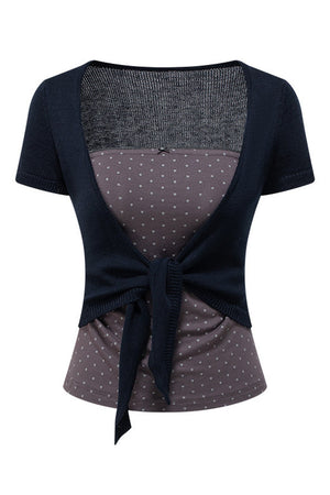 Polka Dot Tube Top and Knit Cardigan Set