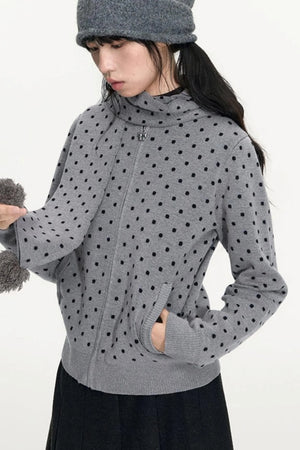 Polka Dot Wool Knit Scarf