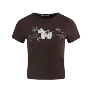 Pony Applique Embroidery T-Shirt