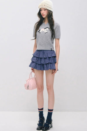 Pony Jacquard Short-Sleeved Top