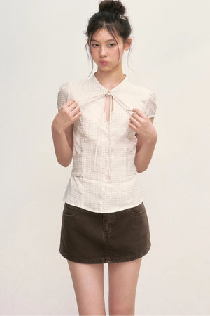 Preppy Puff Sleeve Blouse