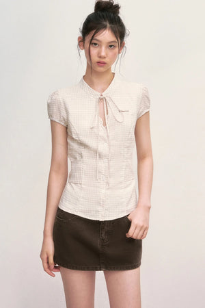 Preppy Puff Sleeve Blouse