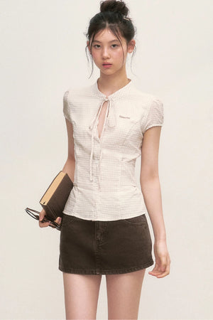 Preppy Puff Sleeve Blouse