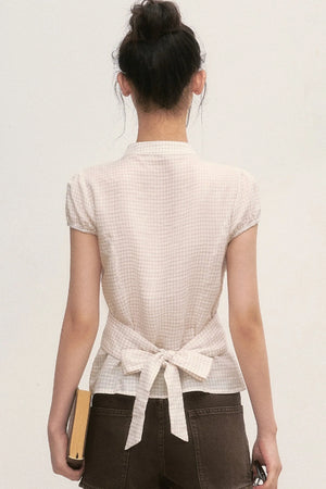 Preppy Puff Sleeve Blouse