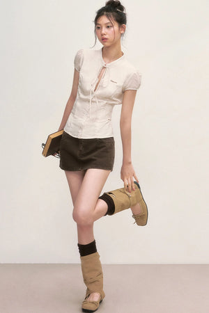 Preppy Puff Sleeve Blouse