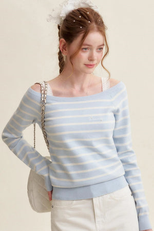 Preppy Style Striped Knit Top