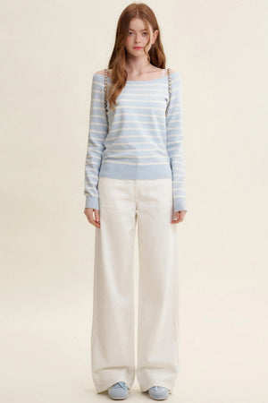 Preppy Style Striped Knit Top
