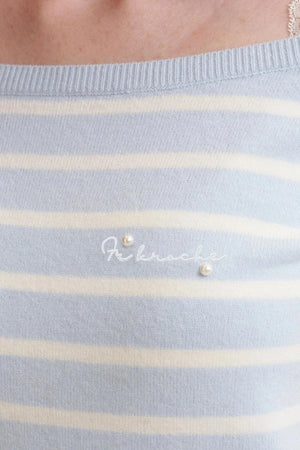 Preppy Style Striped Knit Top