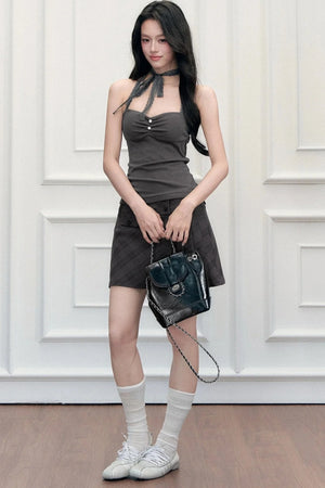 Preppy Suspender Top and Skirt Set-Up