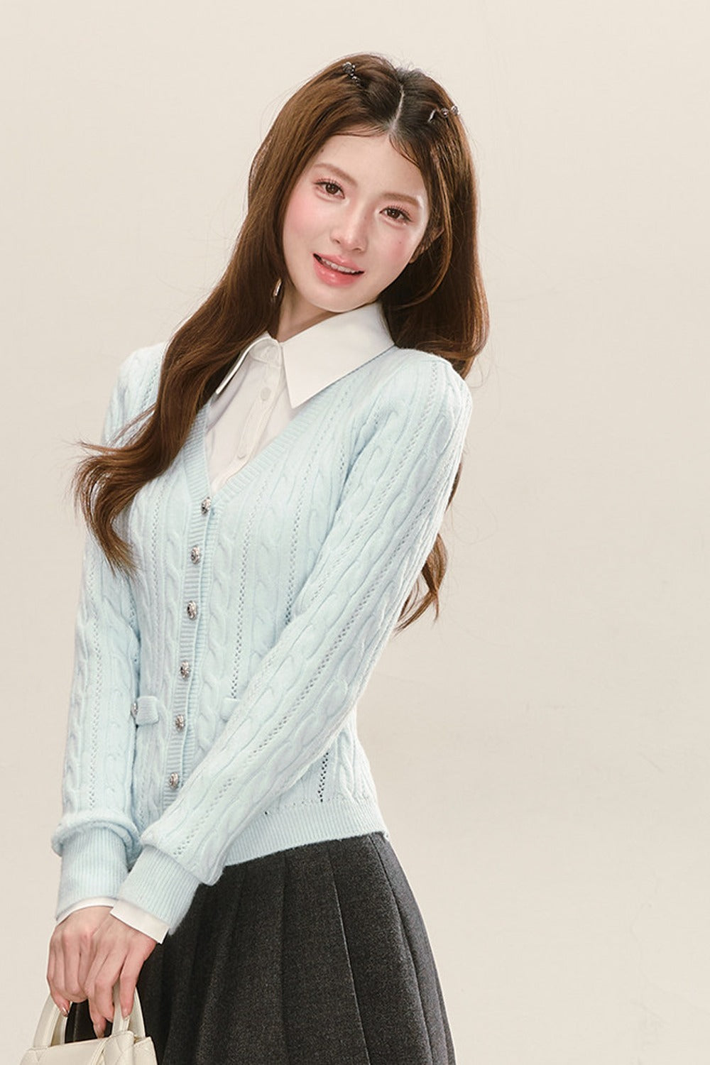 Preppy V-Neck Knit Cardigan