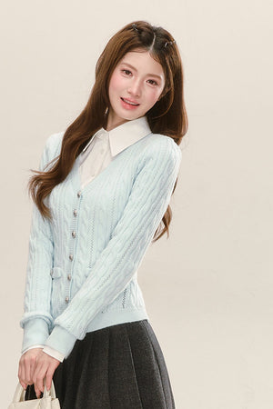 Preppy V-Neck Knit Cardigan