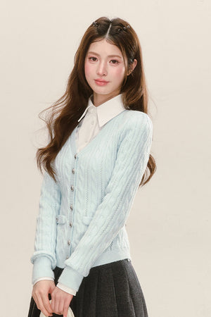 Preppy V-Neck Knit Cardigan