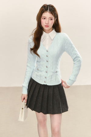 Preppy V-Neck Knit Cardigan