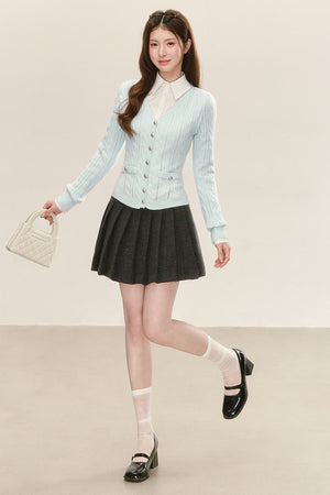 Preppy V-Neck Knit Cardigan