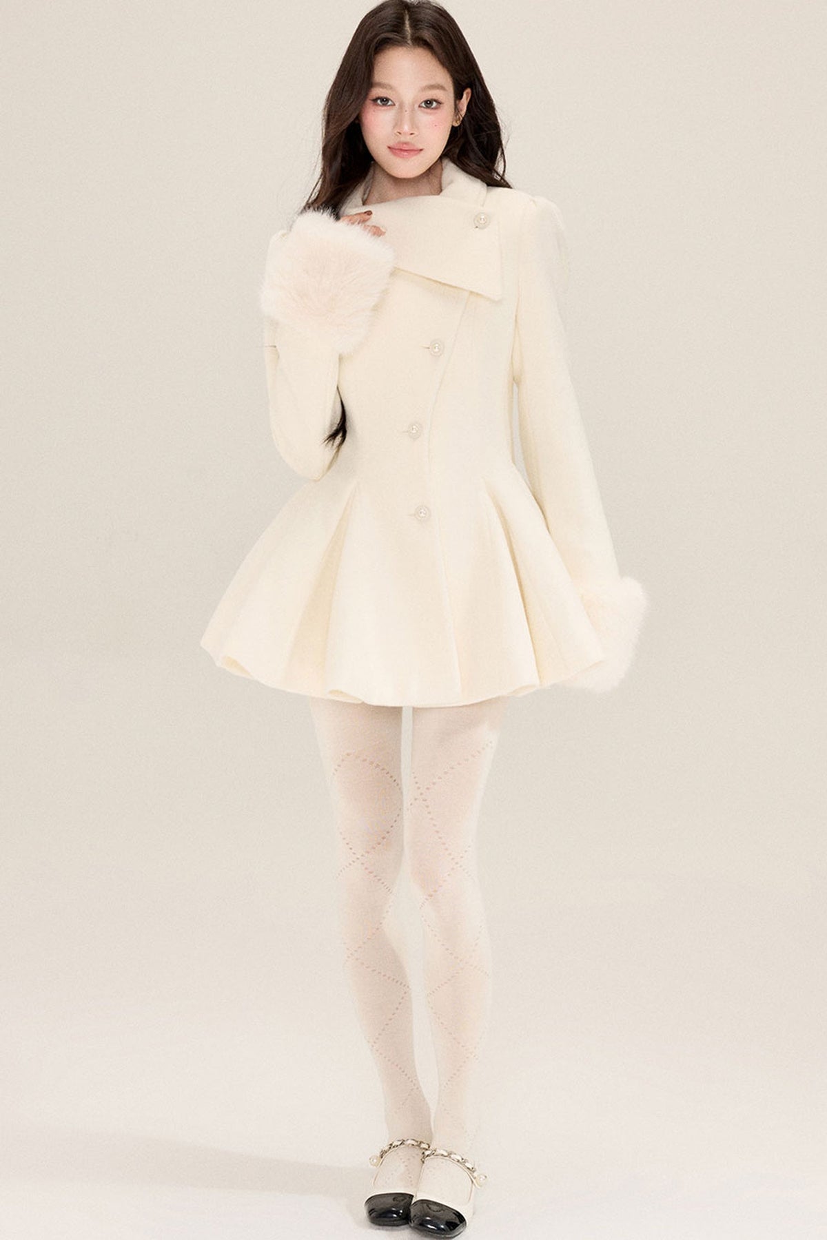 Princess Style Woolen Dress Coat