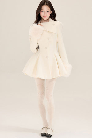 Princess Style Woolen Dress Coat