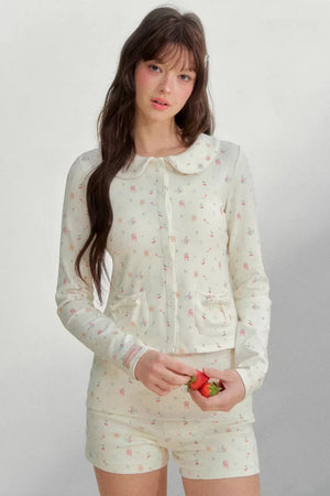 Printed Doll Collar Blouse Set-Up