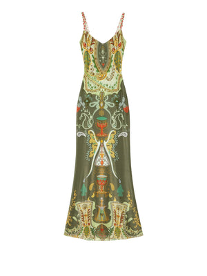 Printed Ribbon Fishtail Dress