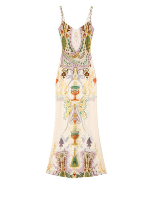 Printed Ribbon Fishtail Dress