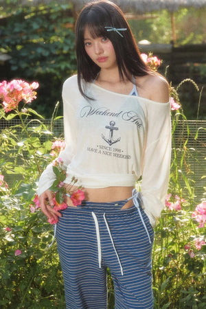 Printed Sun Protection Blouse and Trousers Set-Up
