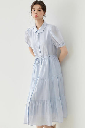 Puff Sleeve A-Line Tiered Dress