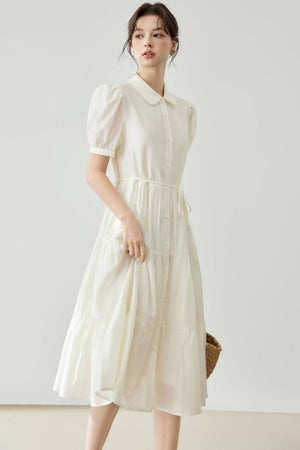Puff Sleeve A-Line Tiered Dress