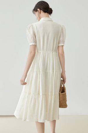 Puff Sleeve A-Line Tiered Dress