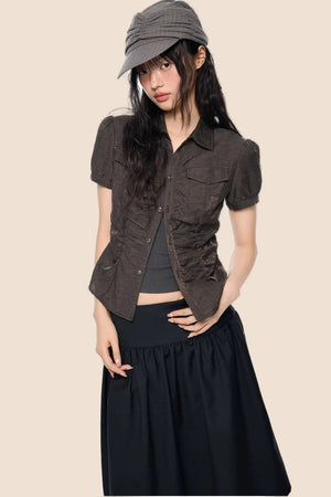 Puff Sleeve Crop Blouse