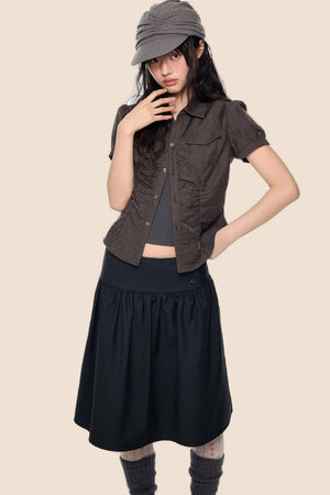Puff Sleeve Crop Blouse