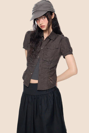 Puff Sleeve Crop Blouse