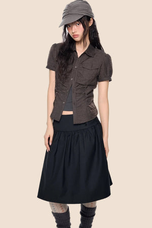 Puff Sleeve Crop Blouse
