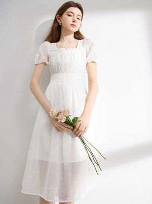Puff Sleeve Cut-Out Dress