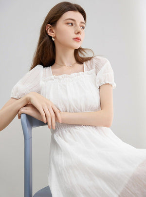 Puff Sleeve Cut-Out Dress