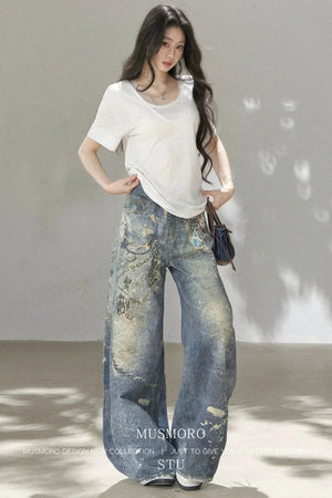 Punk Chain High-Waisted Jeans