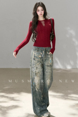 Punk Chain High-Waisted Jeans