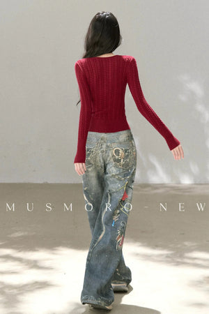 Punk Chain High-Waisted Jeans