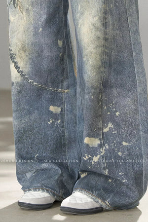 Punk Chain High-Waisted Jeans