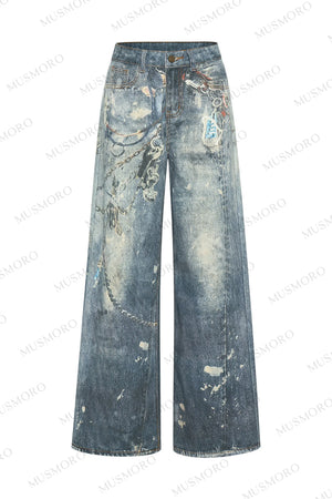 Punk Chain High-Waisted Jeans