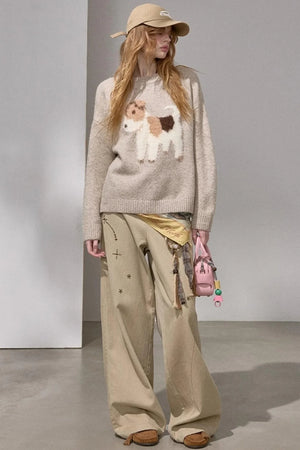 Puppy Jacquard Cloud Sweater