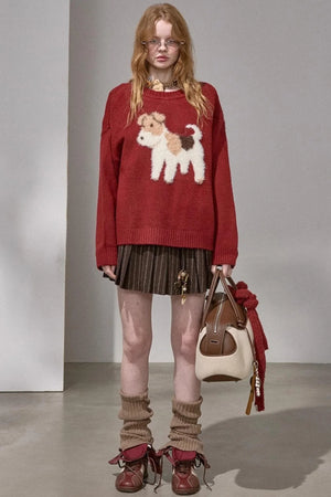 Puppy Jacquard Cloud Sweater
