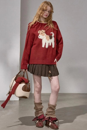 Puppy Jacquard Cloud Sweater
