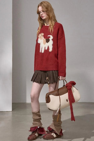 Puppy Jacquard Cloud Sweater