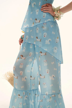 Puppy Print Ruffle Pants Set-Up