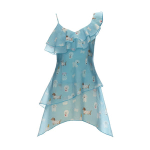 Puppy Print Ruffle Pants Set-Up